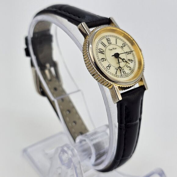 VTG Pierre Nicol Women Watch 24MM Cream Dial New Black Leather Bands New Battery main image 9